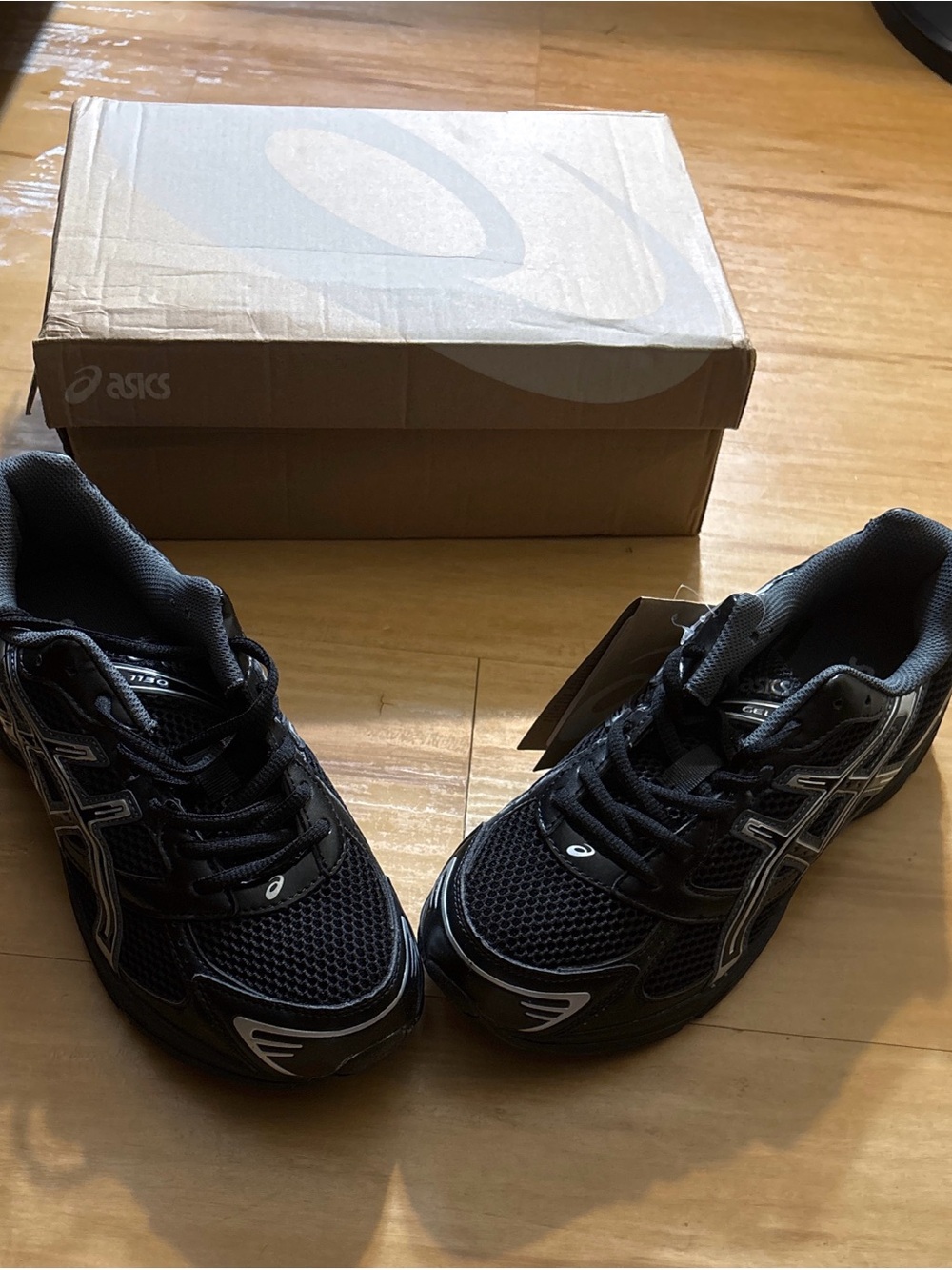 Asics Men's Black Athletic Running Sneakers with Silver Accents